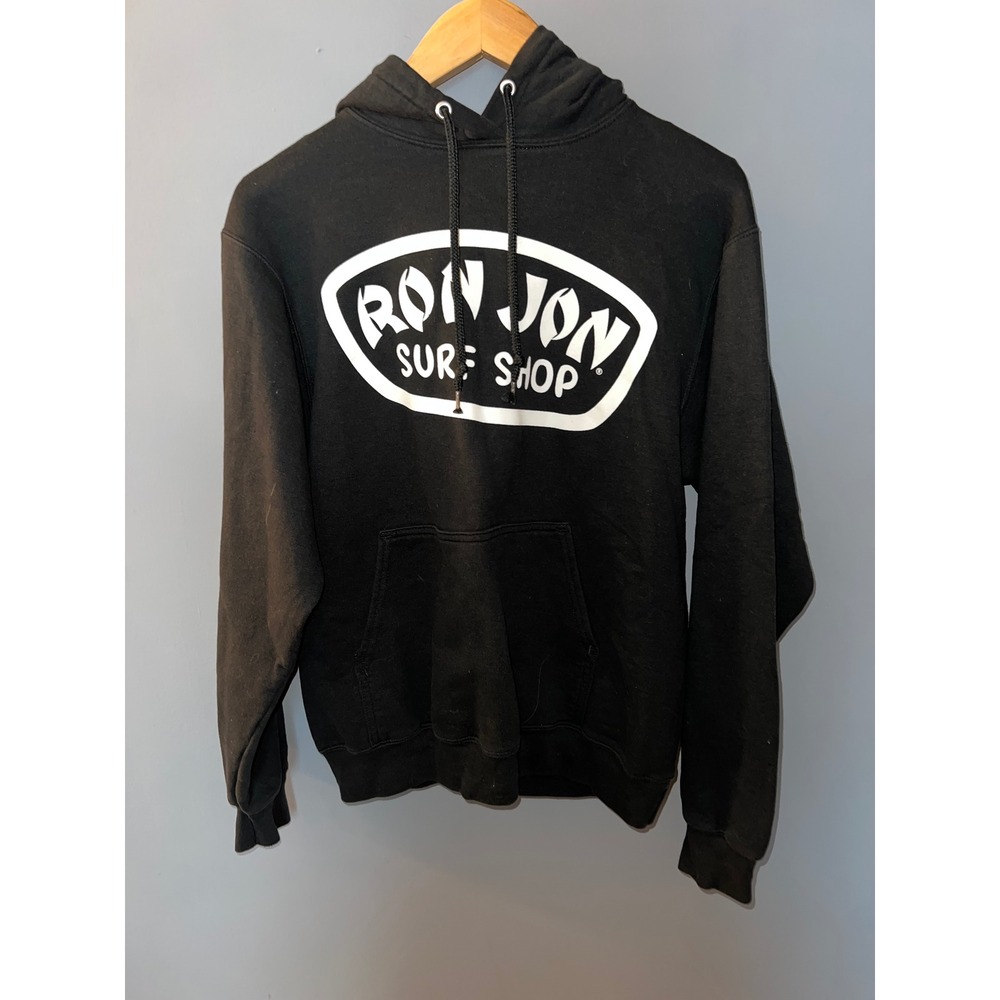 Ron Jon Surf Shop Hoodie Black White Logo Pullover Graphic Sweatshirt Small